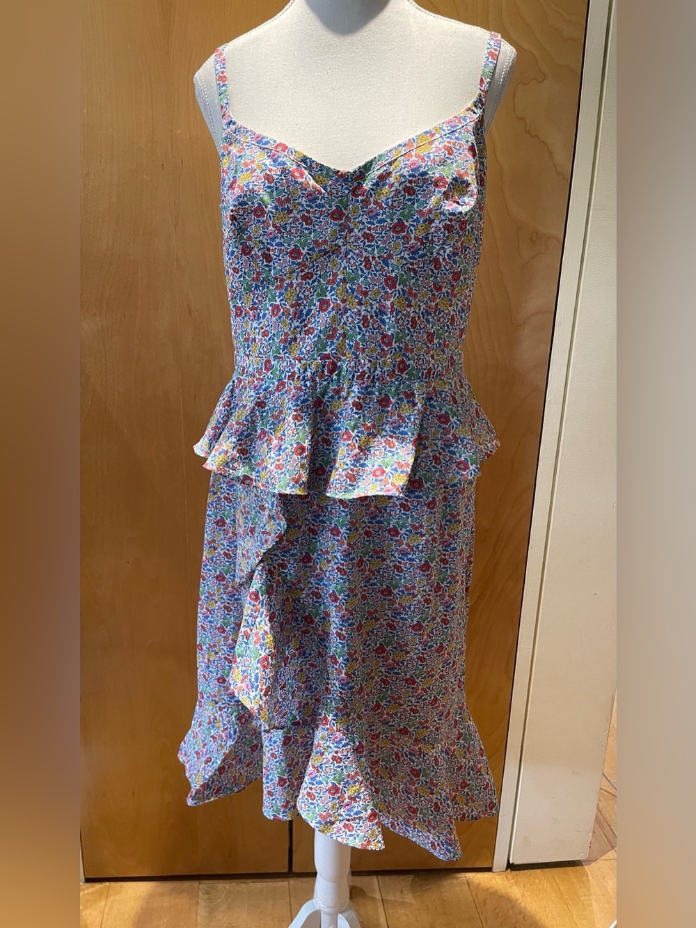 Floral Print Peplum Ruffle Dress Spaghetti Straps